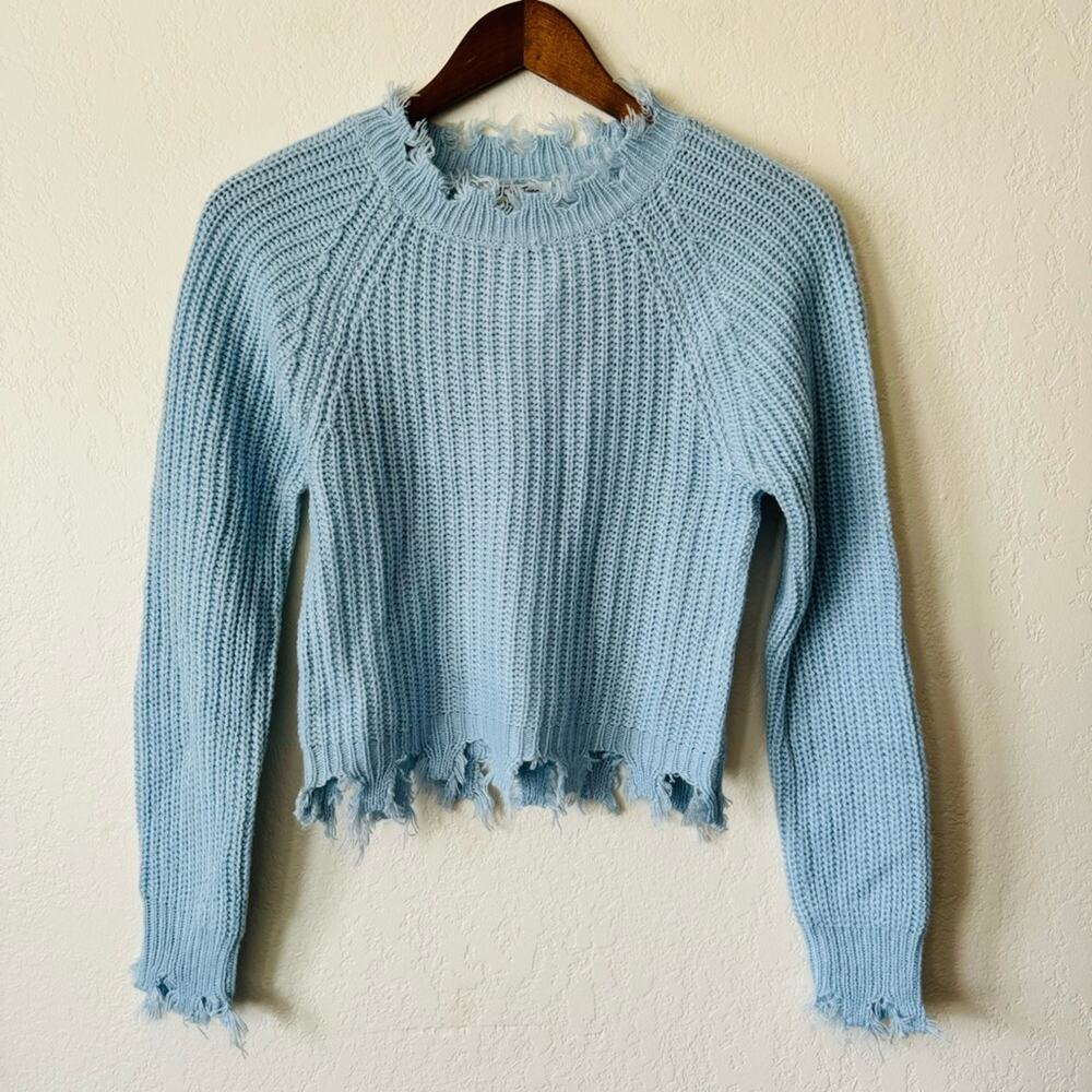 NWT | Full Circle Trend | blue frayed hem sweater
